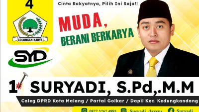Suryadi, S.Pd., M.M, Maju Pileg 2024, GOLKAR Nomor Urut 1, Dapil Kedungkandang, Kota Malang